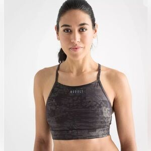 New Nobull High Neck Sports Bra Glitch Brown Black Medium